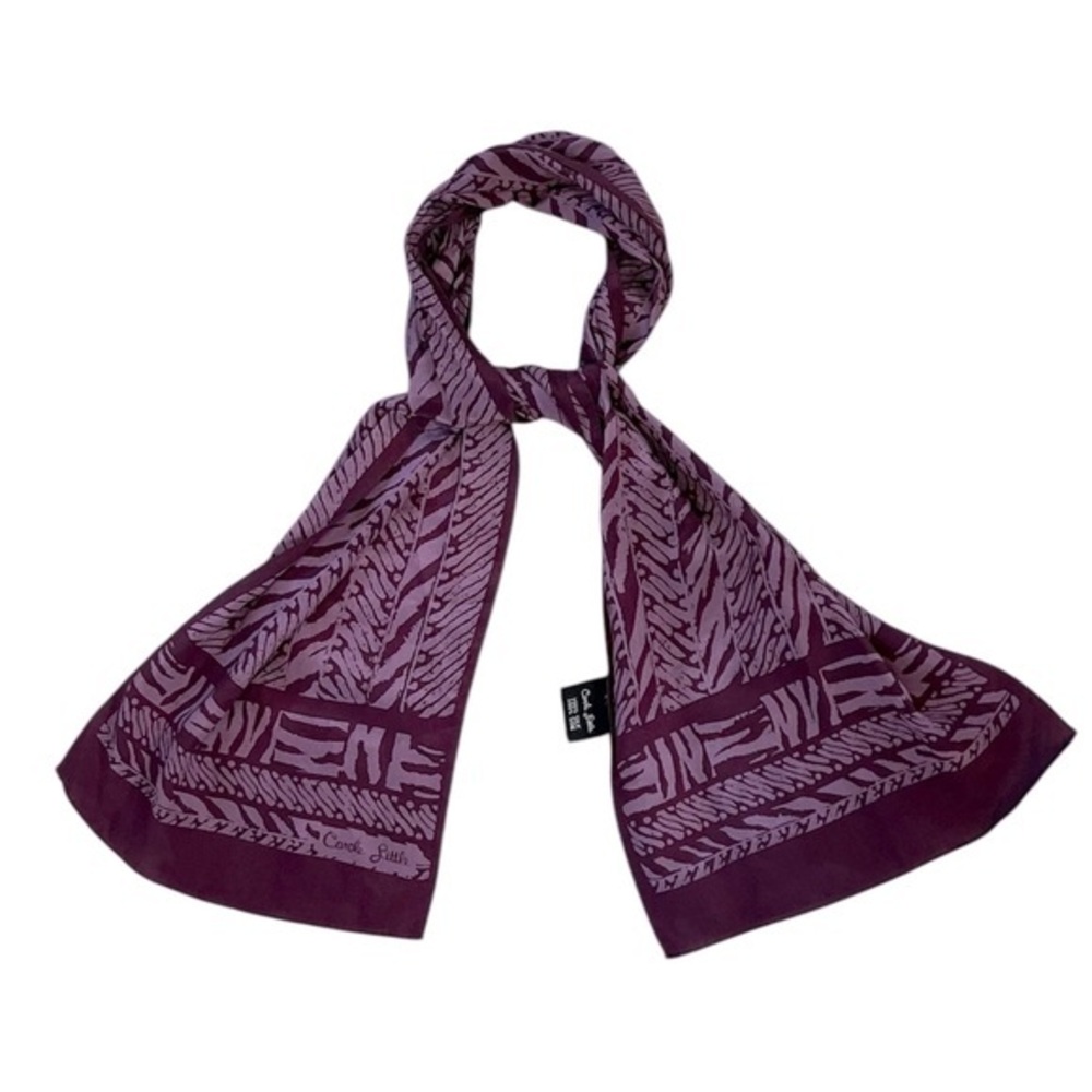 Vintage Carole Little Purple Abstract Print Oblong Silk Scarf